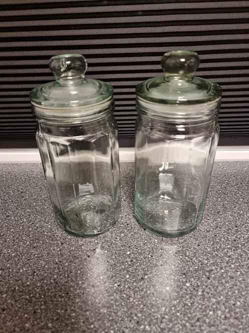 2 voorraadpotten 1 liter glas., Huis en Inrichting, Keuken | Potten en Pannen, Zo goed als nieuw, Pot, Bus of Blik, Glas, Ophalen of Verzenden