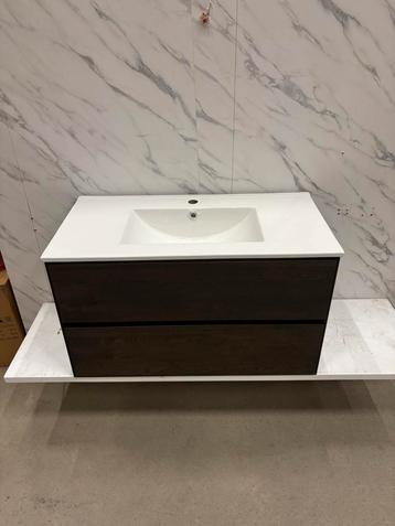 Massief eiken badmeubel 90cm  - keramische wastafel beschikbaar voor biedingen