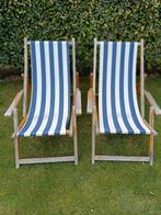 2 Louwen Strandstoelen - Inklapbaar & Verstelbaar, Tuin en Terras, Ophalen, Gebruikt, Hout, Verstelbaar