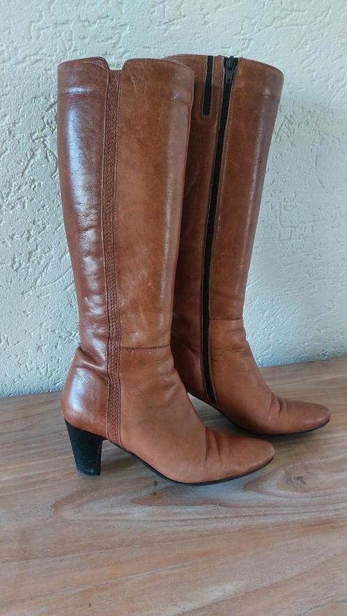 Leren laarzen maat 39 smalle kuit 35 cm omtrek, Kleding | Dames, Schoenen, Zo goed als nieuw, Hoge laarzen, Zwart, Ophalen of Verzenden