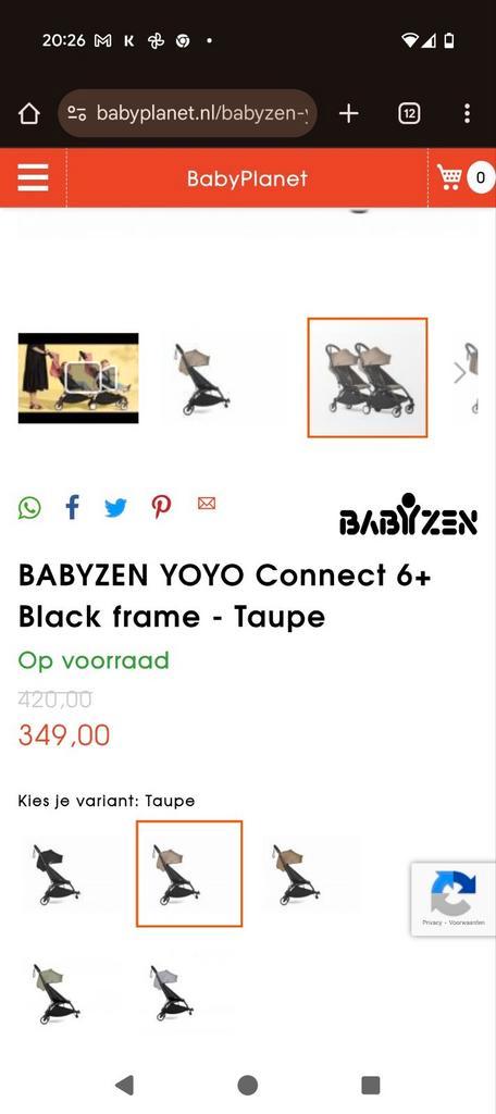 YOYO 2 BABYZEN Connect, Kinderen en Baby's, Buggy's, Zo goed als nieuw, Overige merken, Ophalen of Verzenden