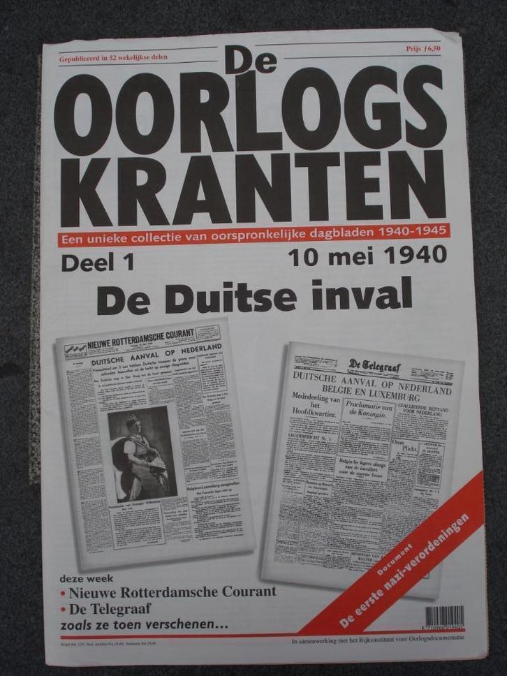Oorlogs kranten nr 1 tot en met 4 compleet met posters, Verzamelen, Tijdschriften, Kranten en Knipsels, Krant, Nederland, 1940 tot 1960
