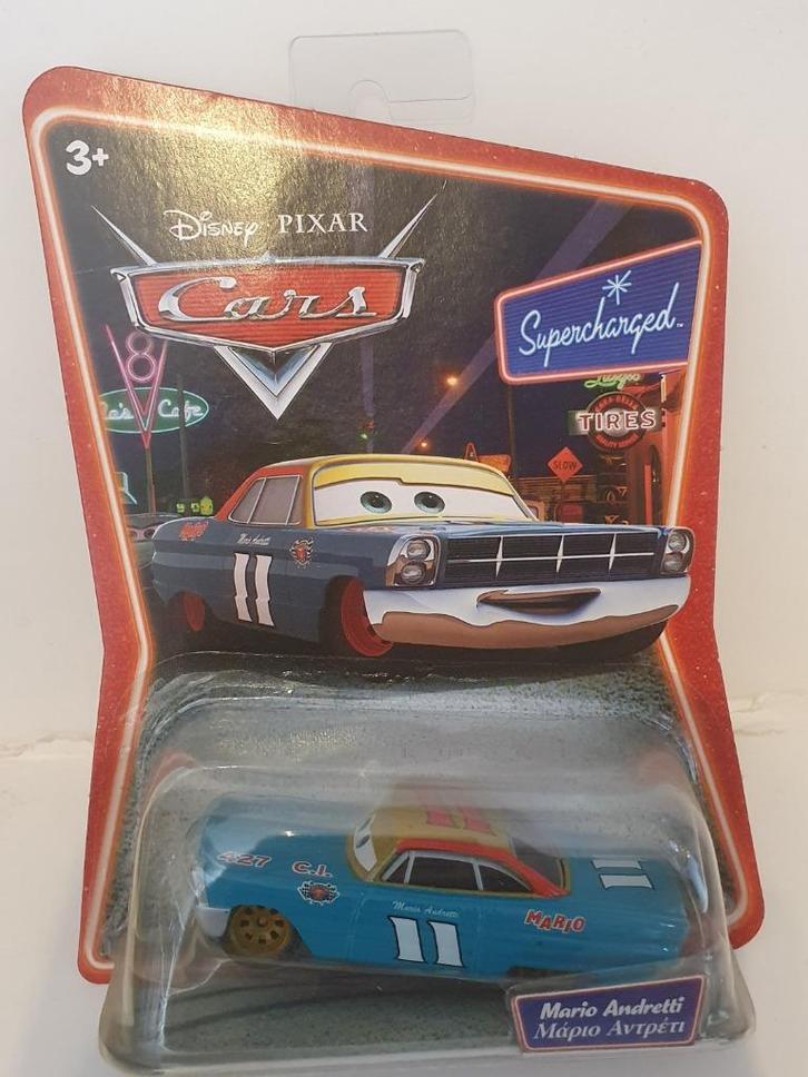 DISNEY PIXAR CARS SUPERCHARGED MARIO ANDRETTI DIE-CAST AUTO, Verzamelen, Disney, Nieuw, Overige typen, Overige figuren, Ophalen of Verzenden