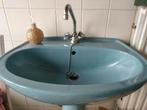 Vintage wastafel met voet en kraan +/- 1930, Ophalen, Gebruikt, 50 tot 100 cm, Minder dan 100 cm