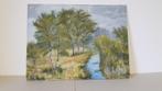 Nr. 4 Olieverf Schilderij, Bomen bij een Sloot., Minder dan 50 cm, Oorspronkelijke maker, Nieuw, Ophalen of Verzenden