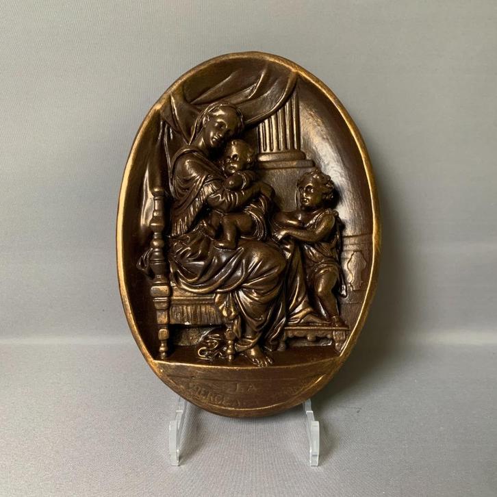Vintage plaquette Madonna met de stoel - della Seggiola, Verzamelen, Religie, Zo goed als nieuw, Christendom | Katholiek, Overige typen