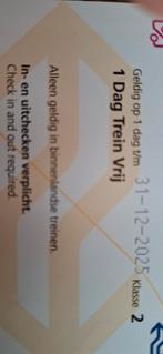 4 trein dagkaarten   2e klas, Tickets en Kaartjes, Trein, Bus en Vliegtuig, Twee personen, Trein, Algemeen kaartje