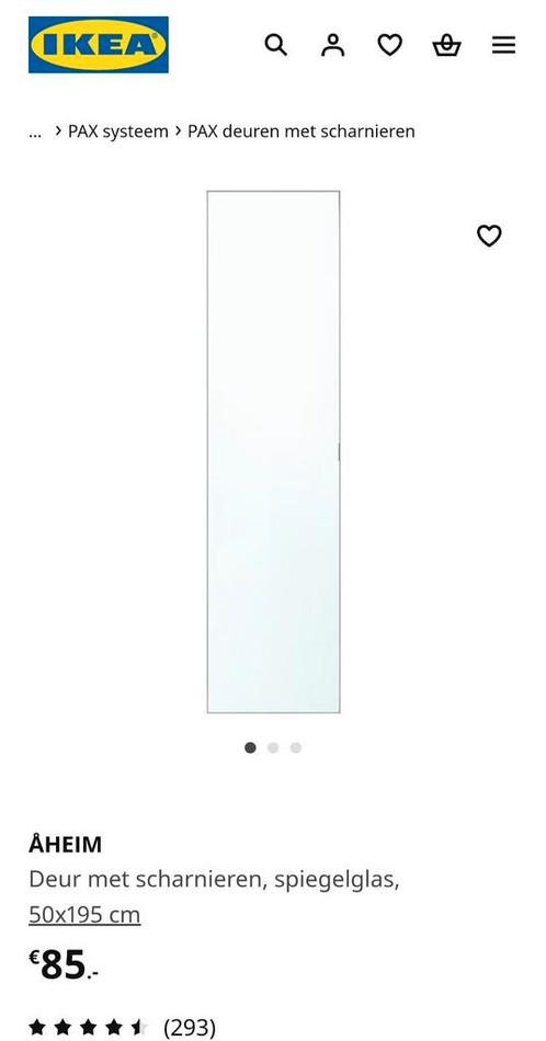 Ikea pax aheim spiegeldeur 50x201, Huis en Inrichting, Kasten | Kledingkasten, Gebruikt, 200 cm of meer, 50 tot 100 cm, Minder dan 25 cm