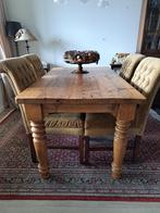 Grenen eettafel met stoelen, Ophalen, Gebruikt, 50 tot 100 cm, Landelijk