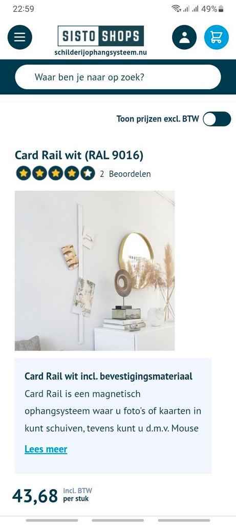 ArtiTeq Card Rail 114cm, Huis en Inrichting, Woonaccessoires | Overige, Nieuw, Ophalen of Verzenden