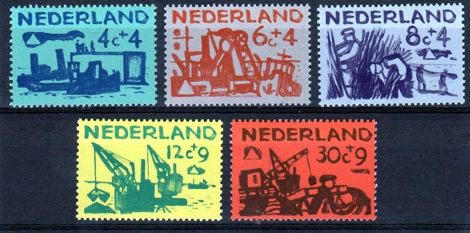 Nvph 722-726 zomerzegels 1959 postfris, Postzegels en Munten, Postzegels | Nederland, Ophalen of Verzenden, Na 1940, Postfris