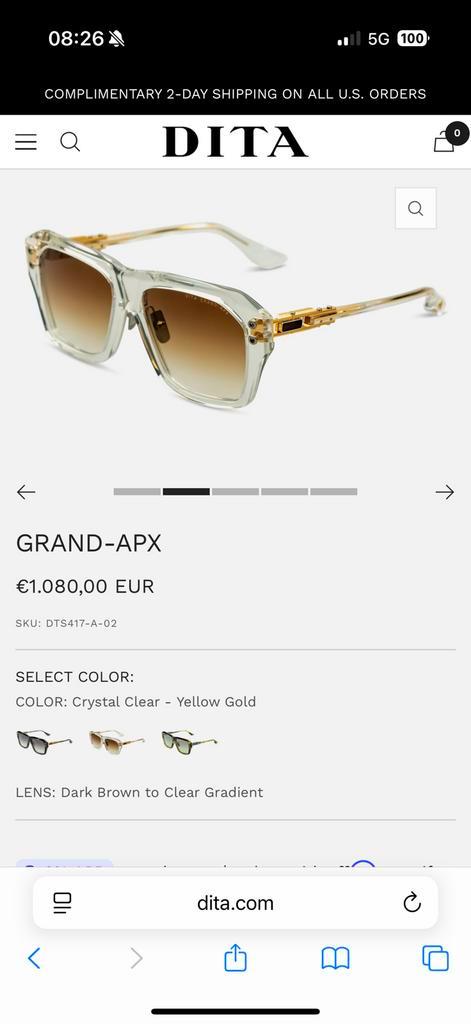 DITA ZONNEBRIL GRAND APX, Sieraden, Tassen en Uiterlijk, Zonnebrillen en Brillen | Dames, Zo goed als nieuw, Zonnebril, Overige merken