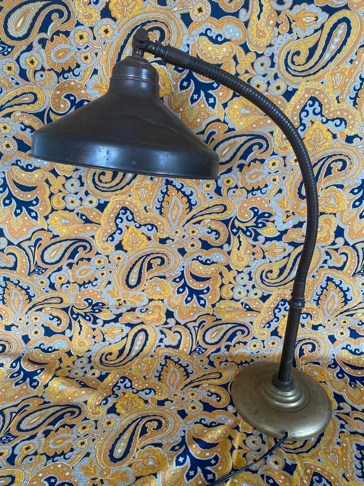 ANTIEKE ART NOUVEAU MESSINGEN BUREAULAMP (75cm)., Antiek en Kunst, Antiek | Lampen, Ophalen of Verzenden