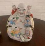 Lachende Boeddha met 5 kinderenfamilies Rose Chinees porsele, Verzamelen, Beelden en Beeldjes, Ophalen of Verzenden