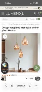Hanglamp met Amber Glas, Huis en Inrichting, Lampen | Hanglampen, Ophalen, Zo goed als nieuw, Glas, Minder dan 50 cm