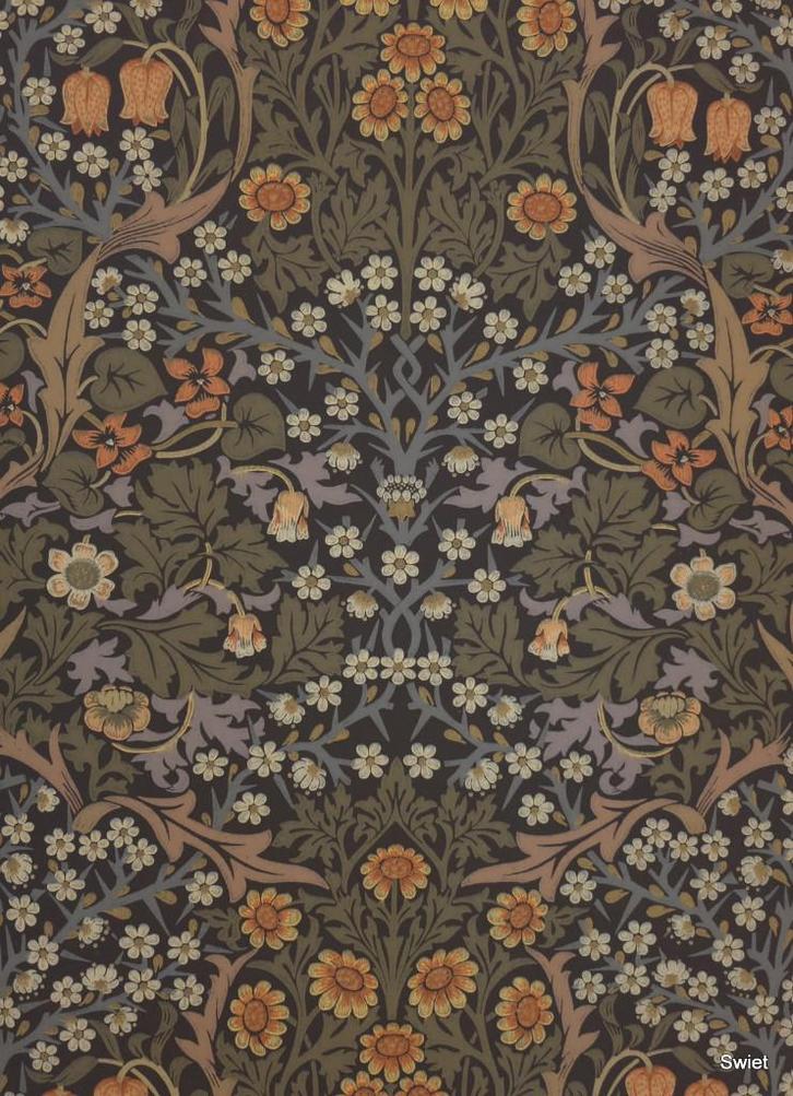 14009 donkerbruin jugendstil bloemenbehang art deco swiet, Huis en Inrichting, Stoffering | Behang, Oranje, 75 m² of meer, Verzenden