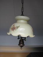 messing hal lamp/ gang lamp met glazen kap, Huis en Inrichting, Lampen | Hanglampen, Minder dan 50 cm, Gebruikt, Ophalen of Verzenden