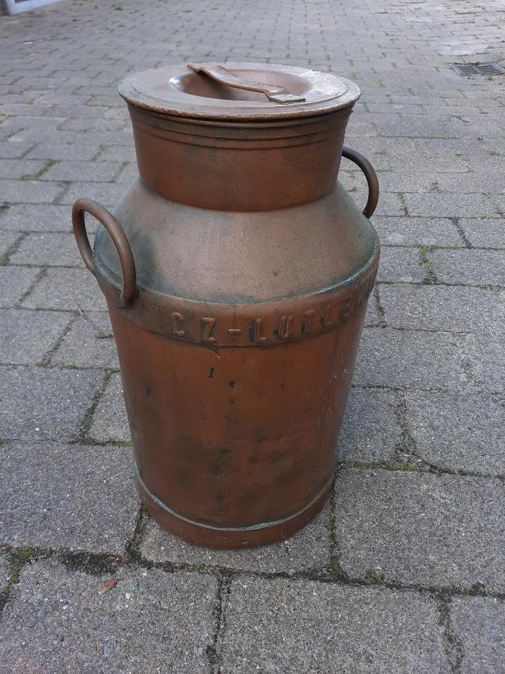 Antieke Koperen Melkbus uit 1963 – met deksel en handgrepen, Antiek en Kunst, Antiek | Koper en Brons, Ophalen of Verzenden