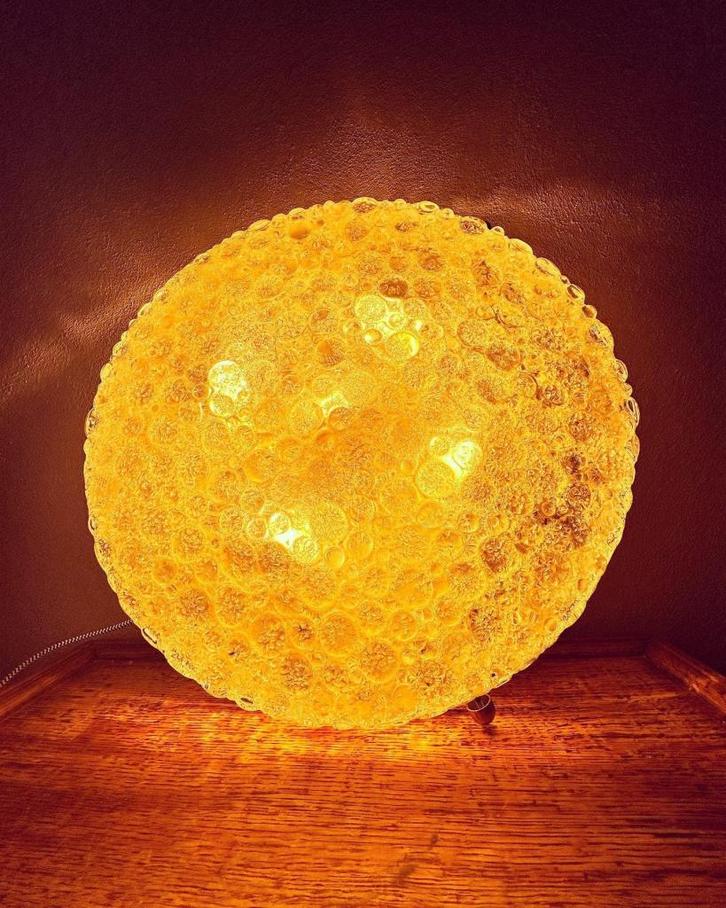 Vintage Hillebrand plafondlamp, Huis en Inrichting, Lampen | Plafondlampen, Gebruikt, Glas, Metaal, Ophalen of Verzenden