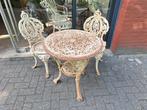 Oude victoriaanse gietijzere bistroset, Tuin en Terras, Ophalen, Zo goed als nieuw, 2 zitplaatsen