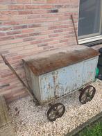 Antieke hout/kolenkar met ijzeren wielen, Antiek en Kunst, Ophalen