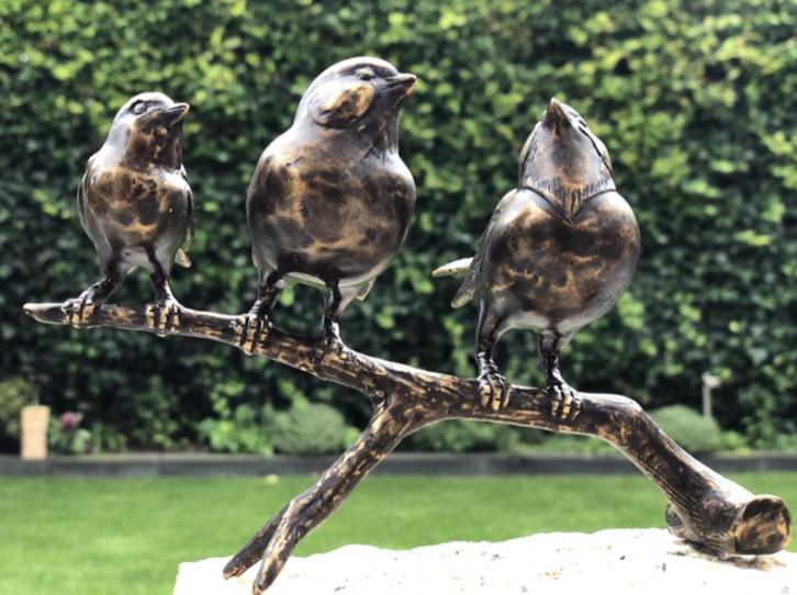 Familie Vogel - De 2 mussen met jong origineel kraam cadeau, Antiek en Kunst, Kunst | Beelden en Houtsnijwerken, Ophalen of Verzenden