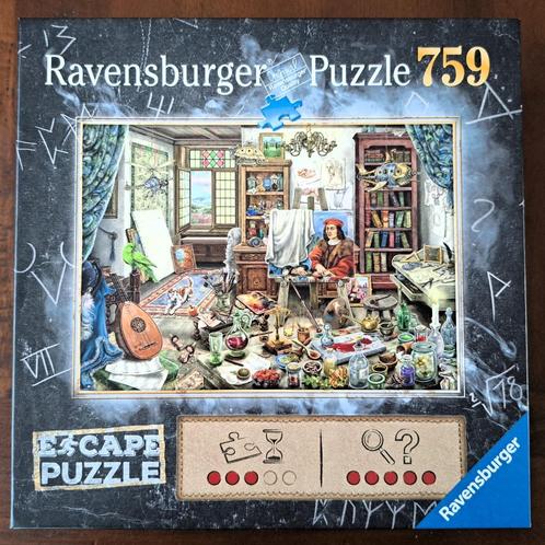 Ravensburger Escape Puzzel Da Vinci Artists Workshop 759 st., Hobby en Vrije tijd, Denksport en Puzzels, Zo goed als nieuw, Legpuzzel