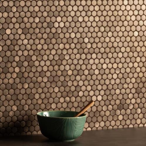 mozaiëk refections penny round bronze mozaïek  19mm, Doe-het-zelf en Verbouw, Tegels, Nieuw, Wandtegels, Overige materialen, 20 tot 40 cm