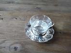 Zilver kleurige Theeglashouder met Glas, Ophalen of Verzenden