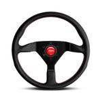 Momo Montecarlo 350mm Zwart Rood Leder stuur sportstuur, Ophalen of Verzenden