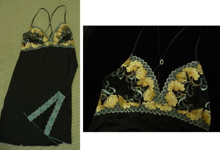 Zwart satijnen nachtjurkje met kant Stijlvol Sexy Lingerie, Kleding | Dames, Ondergoed en Lingerie, Zwart, Ophalen of Verzenden