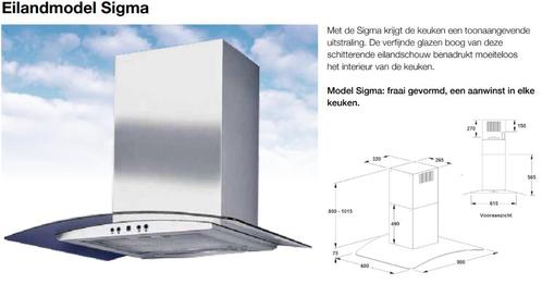Airo design CI5509 Sigma W afzuigkap, Witgoed en Apparatuur, Afzuigkappen, Zo goed als nieuw, Vrijstaand, Eilandschouwkap, 800 m³ per uur of meer