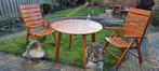Net en degelijk houten tuinset, ronde tafel, twee stoelen, Tuin en Terras, Tuinsets en Loungesets, Gebruikt, Hout, Ophalen