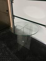 Glazen design bijzet tafel 60cm rond, 45 tot 60 cm, Gebruikt, Rond, Glas