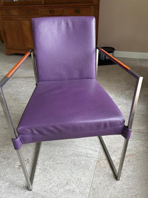 6 leren eetkamerstoelen met leuning, Huis en Inrichting, Stoelen, Gebruikt, Vijf, Zes of meer stoelen, Leer, Bruin, Ophalen