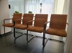 Eetkamer stoelen stof en metaal, Huis en Inrichting, Stoelen, Gebruikt, Bruin, Ophalen of Verzenden, Vier
