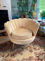 Warmgele velvet schelpstoel, Huis en Inrichting, Fauteuils, Ophalen, Zo goed als nieuw, Stof