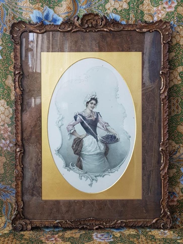 Antieke ingelijste gravure uit Oostenrijk door H. Lefler., Antiek en Kunst, Kunst | Etsen en Gravures, Ophalen of Verzenden