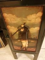 UNIEK OUDE HOUTEN DRANK KAST GOLF 125X50X35 CM VINTAGE STAAT, Ophalen
