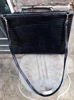 Kantoor tas | kroko met hengsel | vintage | zwart | ruim A4, Ophalen of Verzenden, Zo goed als nieuw, Zwart