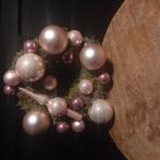 hippe funky kerstkrans oudroze glazen ballen, Huis en Inrichting, Ophalen of Verzenden, Nieuw