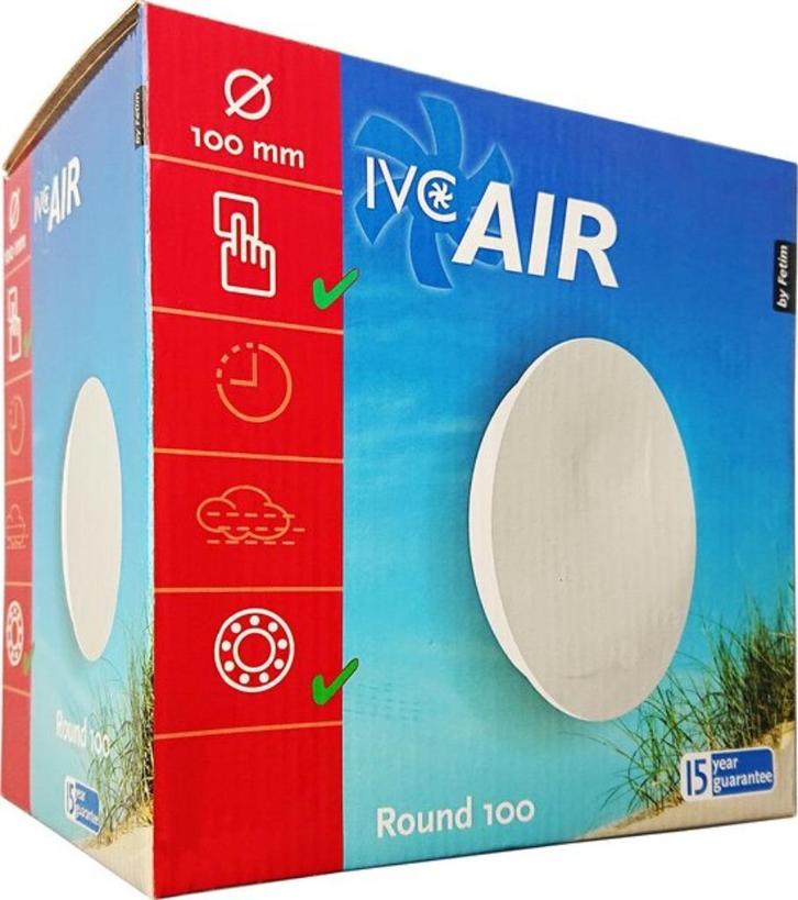 IVC Air inbouwventilator Design rond standaard wit Ø 100 mm, Doe-het-zelf en Verbouw, Ventilatie en Afzuiging, Nieuw, Ventilator