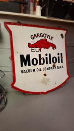 Oude Mobiloil Emaille Reclamebord, Verzamelen, Ophalen of Verzenden, Gebruikt, Reclamebord