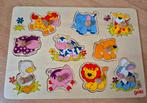 Houten dieren knoppuzzel - Zo goed als nieuw!, 10 tot 50 stukjes, Ophalen of Verzenden, Zo goed als nieuw, Van hout