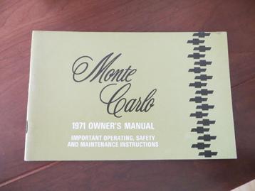 Instructieboek Chevrolet Monte Carlo modeljaar 1971 topstaat beschikbaar voor biedingen