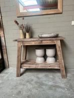 Sidetable oud hout oo voorraad maat ook maatwerk, Verzenden, Zo goed als nieuw, 25 tot 50 cm, Rechthoekig