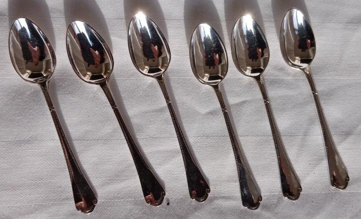 6 Massief 835 zilver moccalepeltjes, Antiek en Kunst, Antiek | Goud en Zilver, Zilver, Ophalen of Verzenden