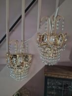 Mooie set wandlampjes vintage antiek goud kristal wandlampen, Huis en Inrichting, Lampen | Wandlampen, Ophalen of Verzenden, Gebruikt