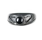Vingerring zilver 835 black stone round 5,11g Ø19mm  rf017, Verzenden, Zilver