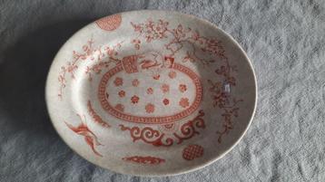 Zeer fraai groot antiek ovaal bord, Engeland periode 1880. beschikbaar voor biedingen